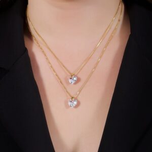 Colar  Duplo de Coração em Cristal