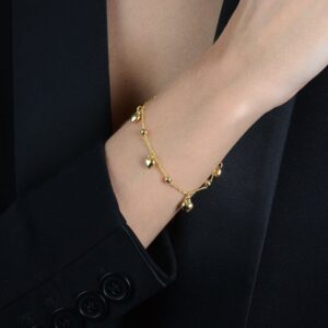 Pulseira com Pingentes de Coração e Esferas