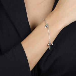 Pulseira  Lisa com 3 Pingentes de Coração