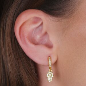 Brinco Mãos de Fátima Cravejado Zircônia