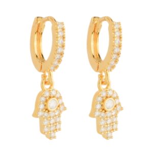 Brinco Mãos de Fátima Cravejado Zircônia